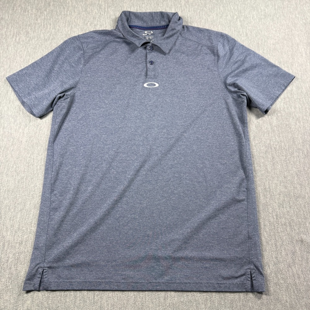 Oakley Polo Mens L Blue Regular Fit Heathered Short Sleeve Golf Athletic Shirt